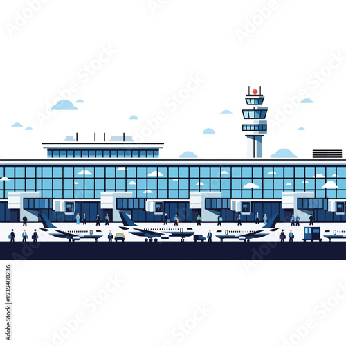 Airport Terminal Building with Control Tower.