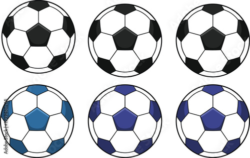 Comprehensive collection of soccer equipment icons including football field trophy whistle jersey and athletic gear flat vector illustration set