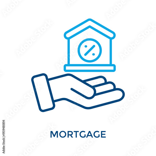 Mortgage Icon Outline Color Style. Vector Illustration For Graphic Design