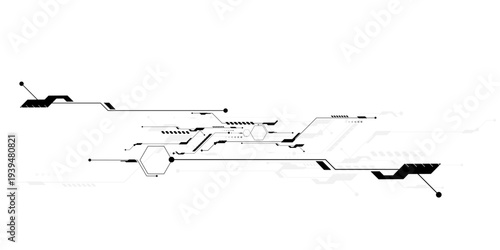 Vectors Abstract connecting black lines and dots. AIsolated abstract digital AI chip or semiconductor with circuit board wires and electronics components.