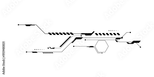 Vectors Abstract connecting black lines and dots. AIsolated abstract digital AI chip or semiconductor with circuit board wires and electronics components.