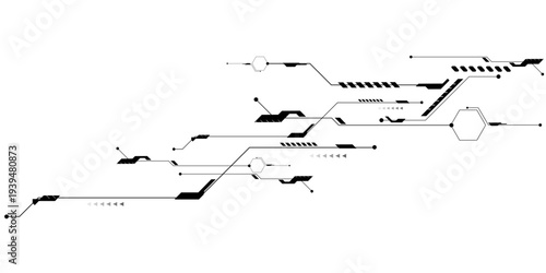 Abstract digital technology futuristic internet network speed connection white and black background.