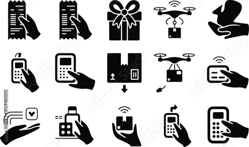 Shop Collection Silhouette Icon Set 