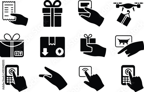 Shop Collection Silhouette Icon Set 