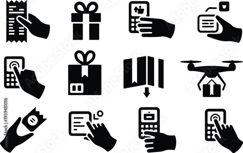 Shop Collection Silhouette Icon Set 