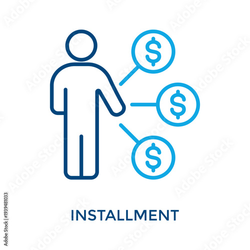 Installment Icon Outline Color Style. Vector Illustration For Graphic Design
