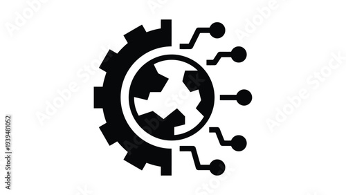 Modern symbol combining technology, connectivity, and global integration