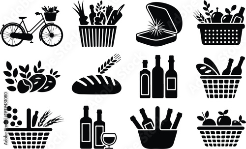 Shop Collection Silhouette Icon Set 