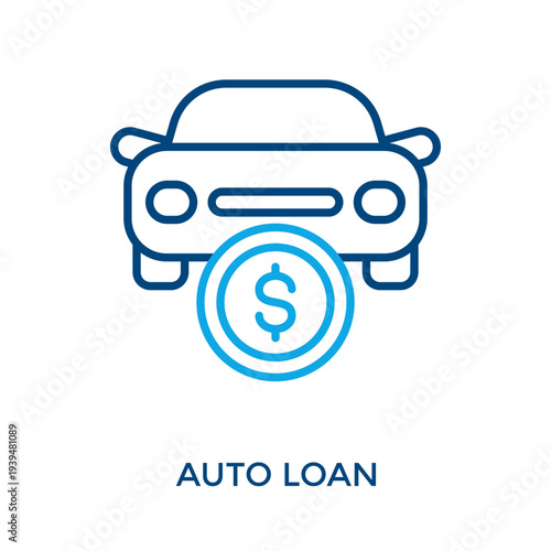Auto Loan Icon Outline Color Style. Vector Illustration For Graphic Design