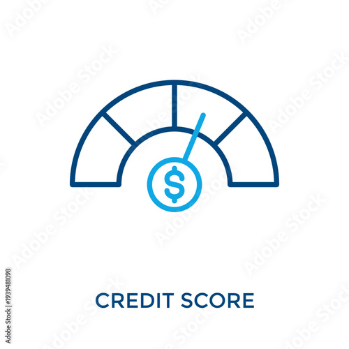Credit Score Icon Outline Color Style. Vector Illustration For Graphic Design