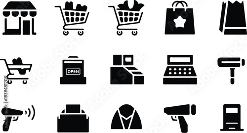 Shop Collection Silhouette Icon Set 