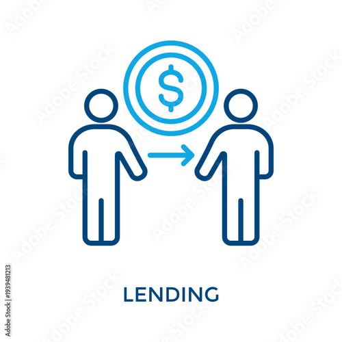 Lending Icon Outline Color Style. Vector Illustration For Graphic Design