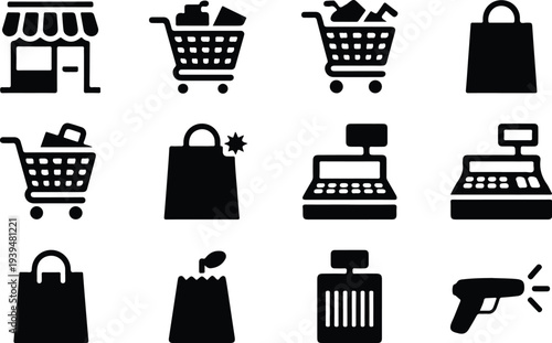 Shop Collection Silhouette Icon Set 