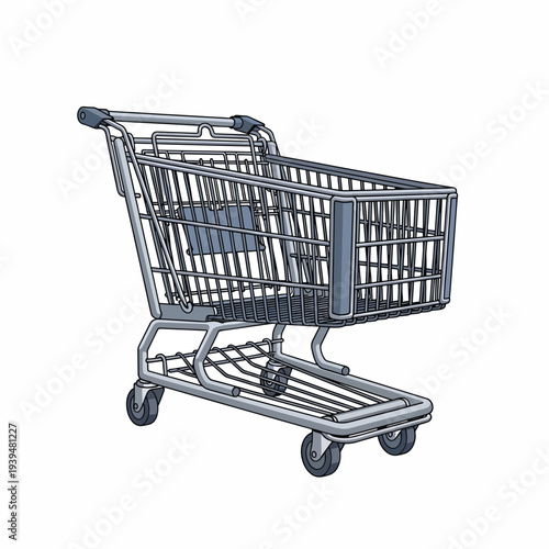Empty Shopping Cart with Metal Frame 1.