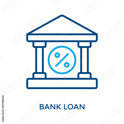 Bank Loan Icon Outline Color Style. Vector Illustration For Graphic Design