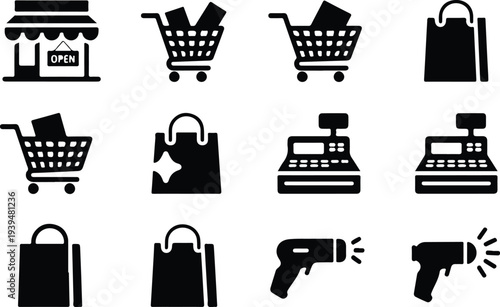 Shop Collection Silhouette Icon Set 