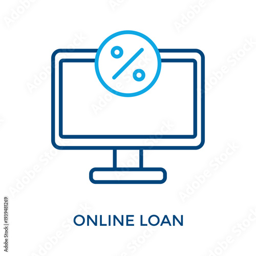 Online Loan Icon Outline Color Style. Vector Illustration For Graphic Design