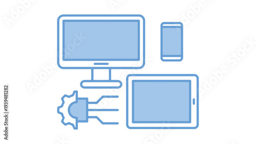 Modern devices connected through a central hub for seamless digital integration