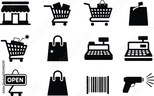 Shop Collection Silhouette Icon Set 