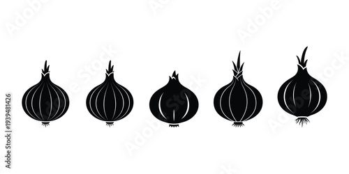 onion icon set. onion silhouette icon.