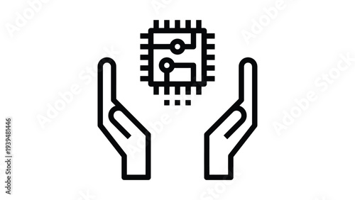 Hands holding a circuit board symbolizing technology and human collaboration