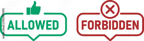 Allowed and forbidden signs in speech bubbles