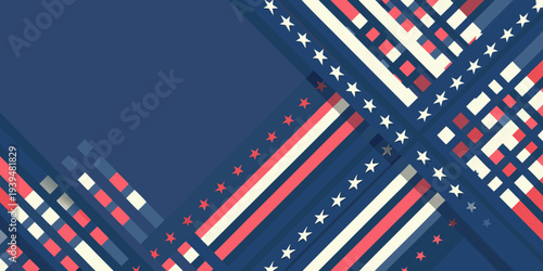Abstract patriotic background with stars and stripes in red white and blue