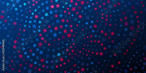 A vibrant background filled with numerous overlapping stars in shades of blue and pink