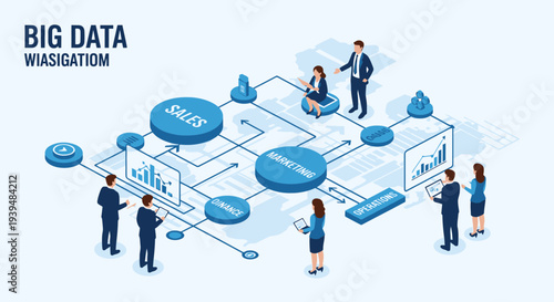 Business professionals analyzing big data for sales, marketing, and operations