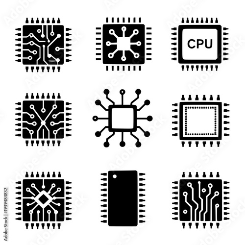 Simple Computer Chip Icons