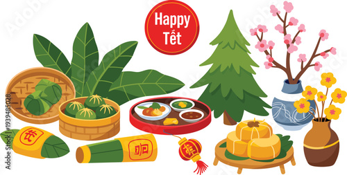 Collection of flat vector illustrations featuring wood logs tree stumps timber planks and forest sapling for forestry and carpentry