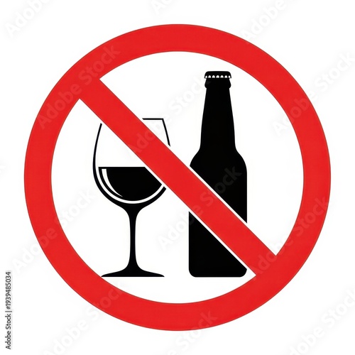 No Alcohol Allowed - A Clear Prohibition Symbol for Health and Safety.