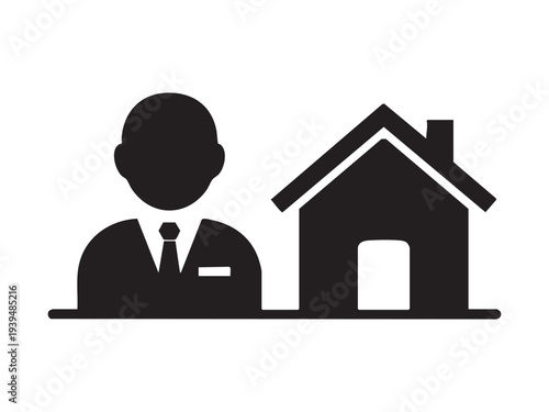 Real estate agent icon with house symbol for property sales and residential brokerage app