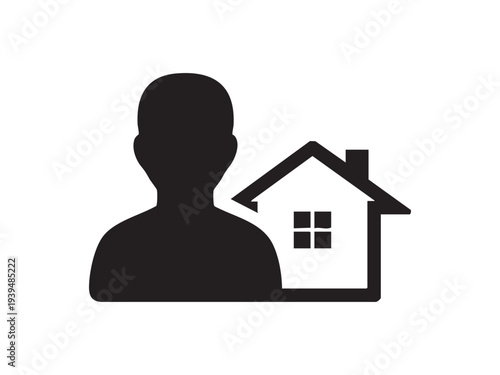 Realtor icon, real estate agent or property owner black silhouette