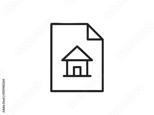 Real estate listing document with house icon for property sales data and legal paperwork