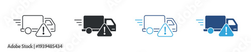 Φωτογραφία Delivery Truck Alert Icon Set, Logistics Warning Notification, Transport Problem