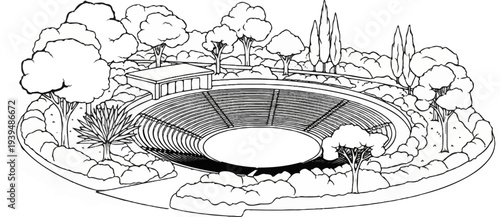 Outdoor amphitheater surrounded by trees and foliage