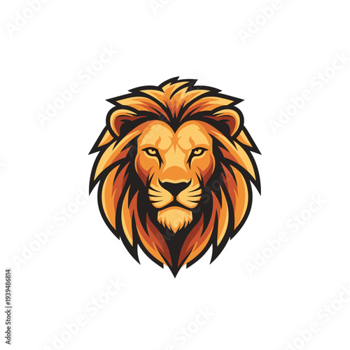 Bold stylized lion head illustration with a fierce and majestic expression