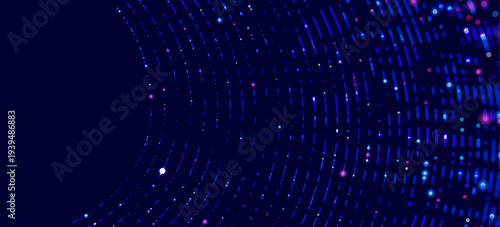 Futuristic digital glowing particles data lines with decentralized network concept representing distributed systems blockchain technology, innovation and next generation connectivity vector background