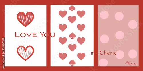 Red and pink hearts with text messaging and valentine s day themes
