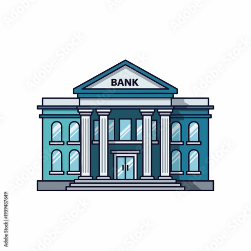 Illustration of a Bank Building Facade.