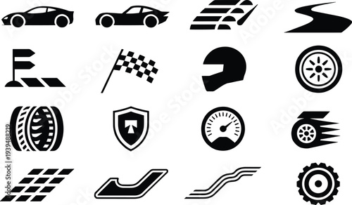 Motorsport and Speed Icons Set racing