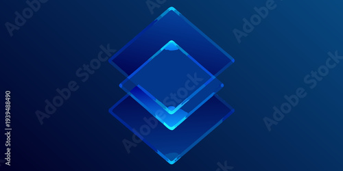 Layered blue diamond shapes create a futuristic abstract design