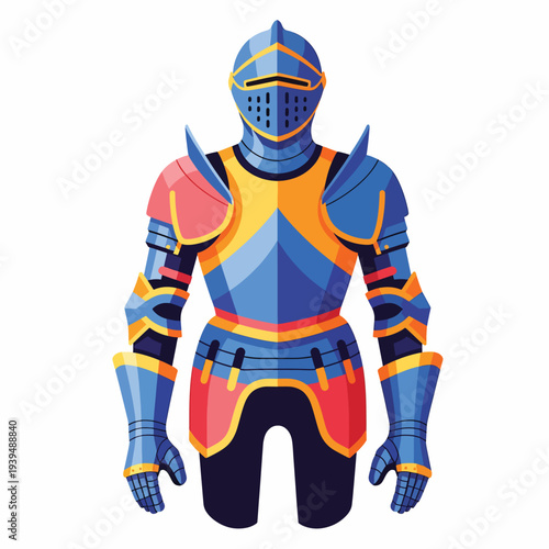 Medieval Knight Armor Illustration Front View.