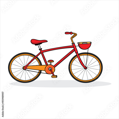 Simple cartoon style bicycle illustration isolated on white background.
