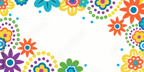 Colorful floral background with abstract shapes and vibrant petals