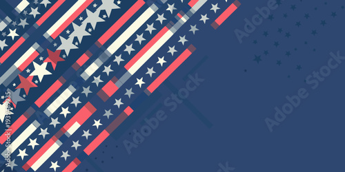 Abstract patriotic background with stripes stars and red white and blue