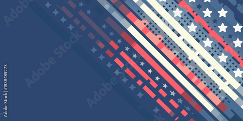 Abstract patriotic background with stars and stripes in red white and blue