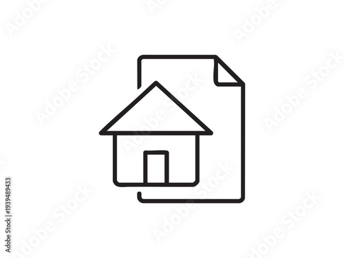 Real estate document icon with house outline representing legal contracts and agreements