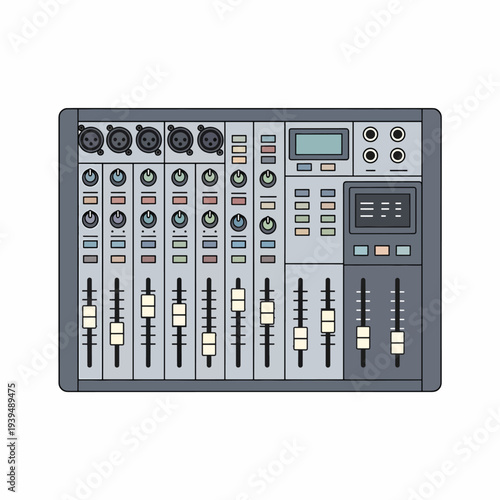 Professional Audio Mixer Control Panel Equipment.